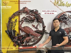 tranh tròn treo tường gỗ trắc (2006)