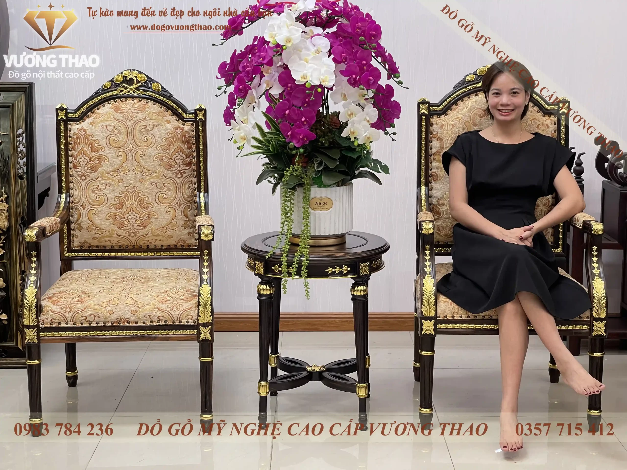 Ghế Putin gỗ Mun hoa (2076)