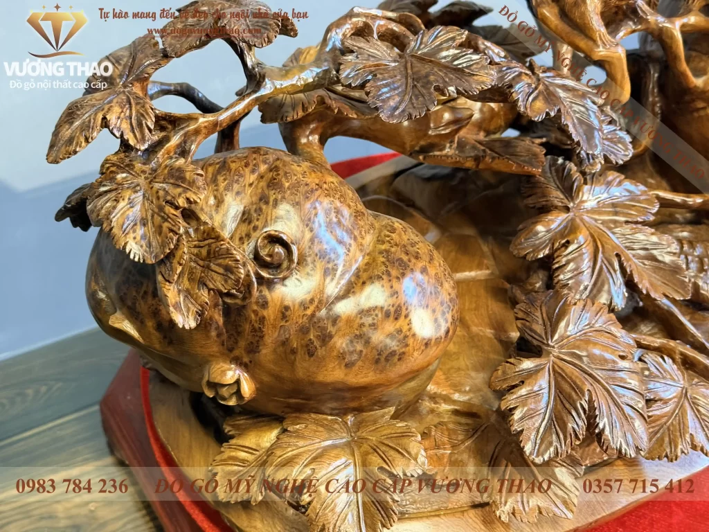 tượng song sóc vờn kim quả gỗ nu ngọc am (1838)