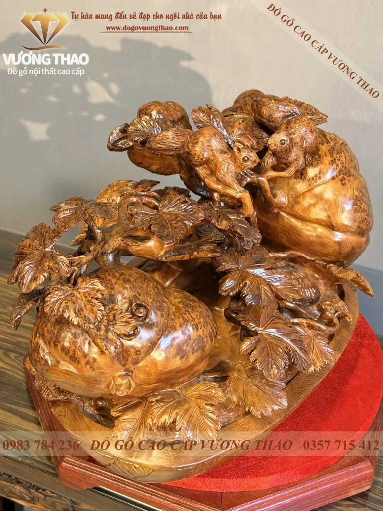 tượng song sóc vờn kim quả gỗ nu ngọc am (1839)