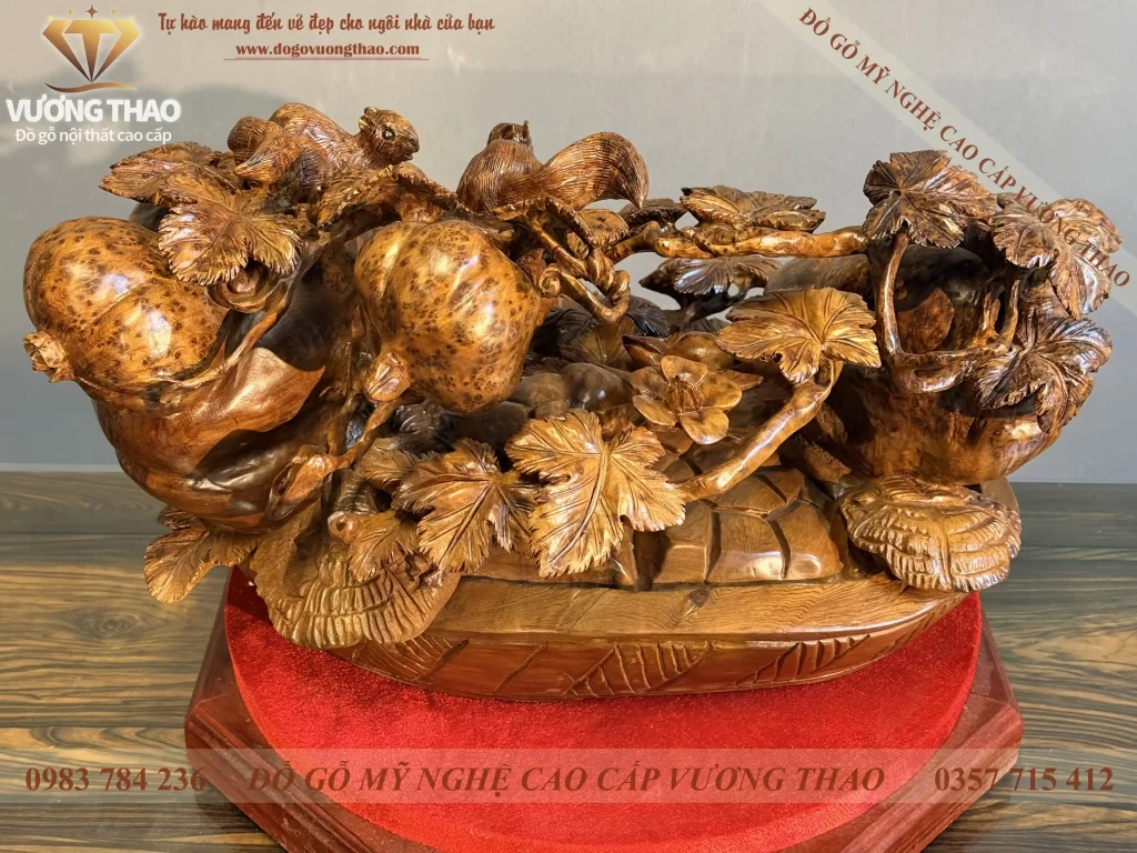 tượng song sóc vờn kim quả gỗ nu ngọc am (1840)