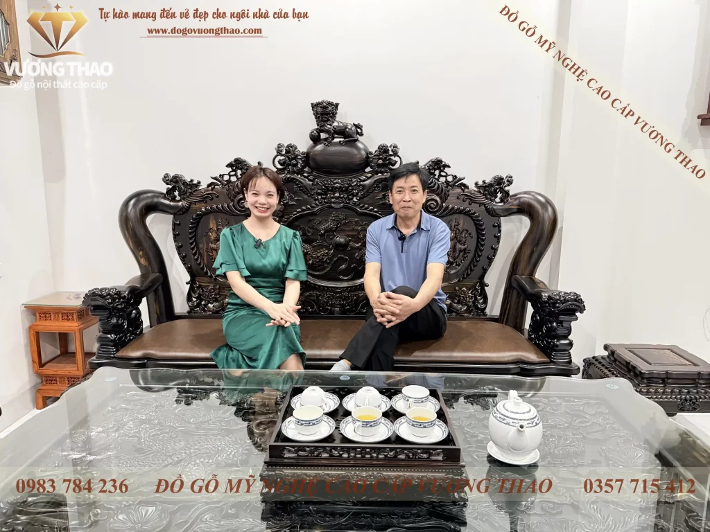 Bàn giao Nghê 5 Đầu cột 14 gỗ Mun Lào chú Giáp Bắc Ninh (1896)