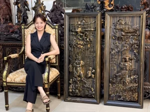 tranh cha mẹ gỗ mun hoa (1895)