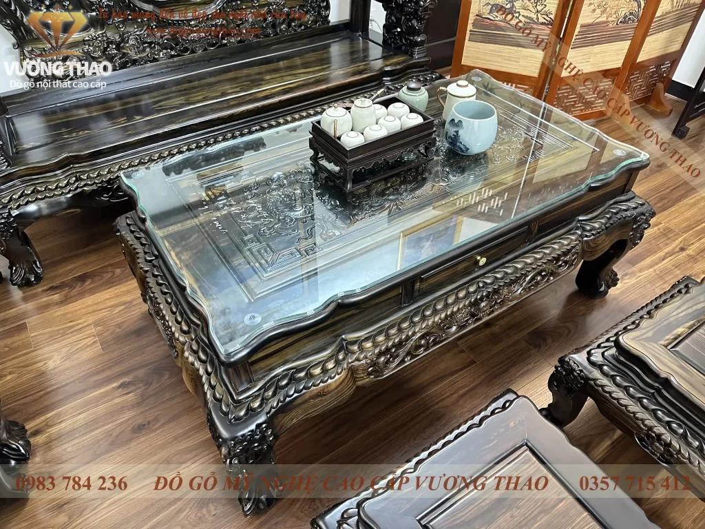 Bàn giao Nghê 5 đầu cột 12 gỗ Mun hoa về Hoài Đức (2028)