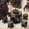 bàn ghế lục lăng gỗ mun hoa (1922)