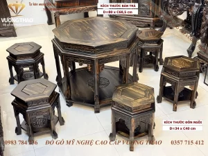 bàn ghế lục lăng gỗ mun hoa (1923)