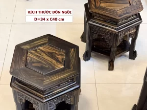 bàn ghế lục lăng gỗ mun hoa (1925)