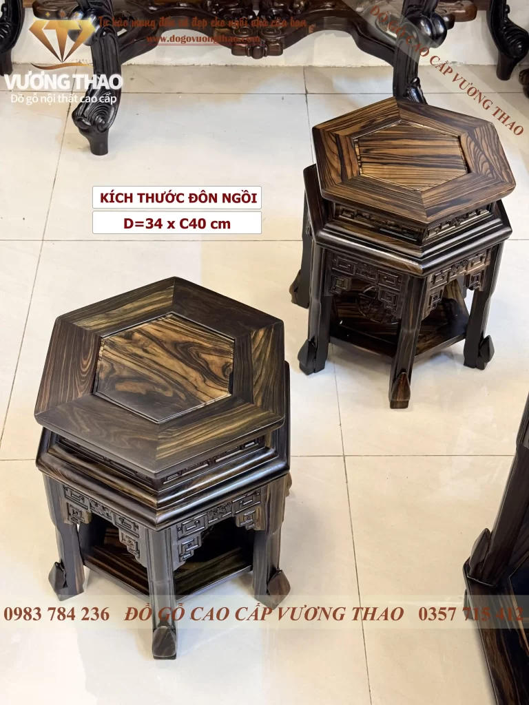 bàn ghế lục lăng gỗ mun hoa (1925)