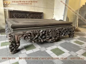 sập nằm tam diện gỗ mun hoa (1908)