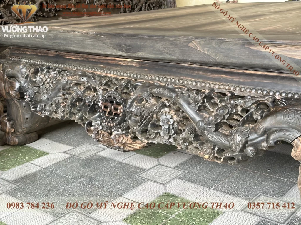 sập nằm tam diện gỗ mun hoa (1911)
