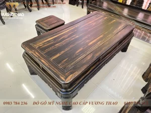 bàn ghế minh quốc triện gỗ mun hoa (2150)