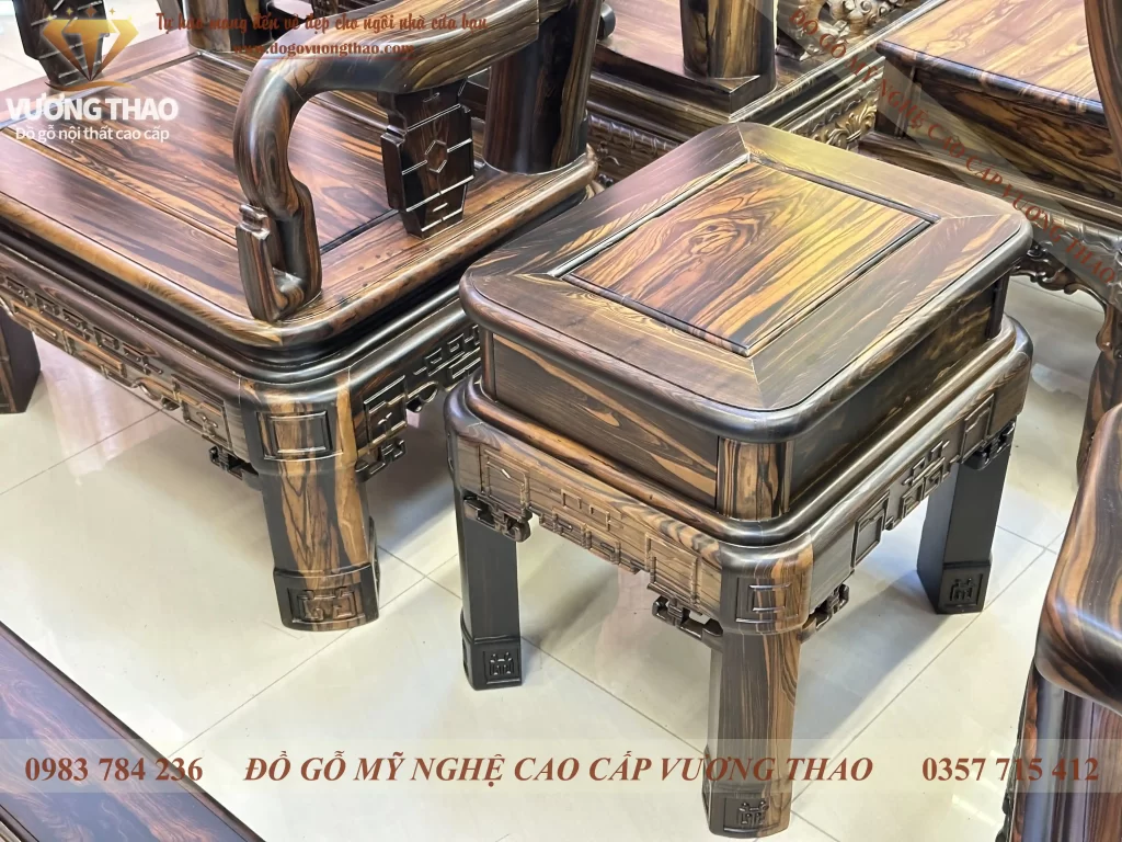 bàn ghế minh quốc triện gỗ mun hoa (2151)