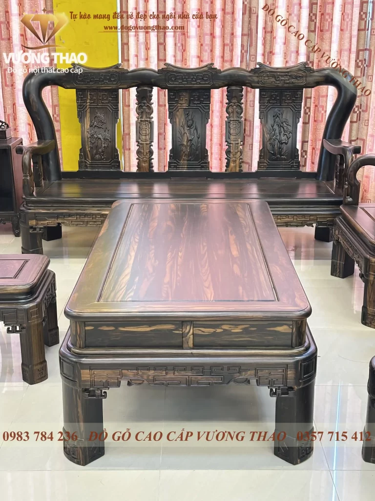 bàn ghế minh quốc triện gỗ mun hoa (2152)