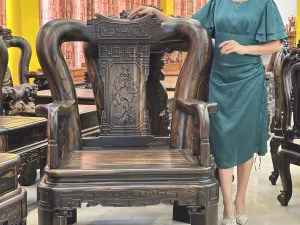 bàn ghế minh quốc triện gỗ mun hoa (2153)
