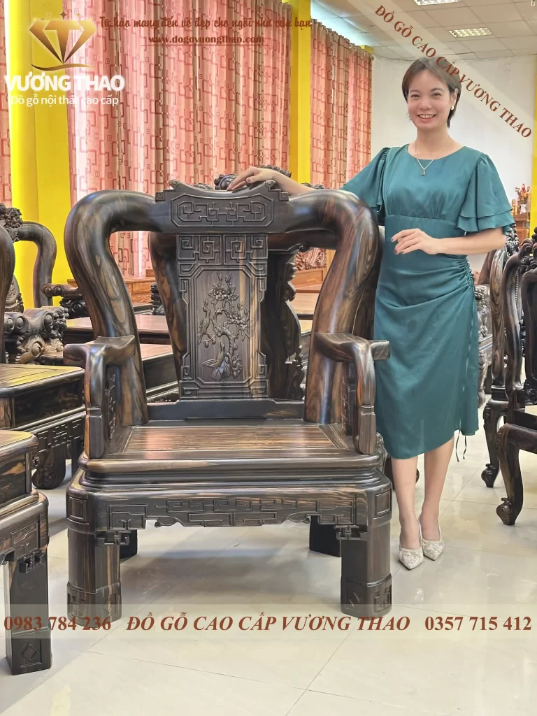 bàn ghế minh quốc triện gỗ mun hoa (2153)