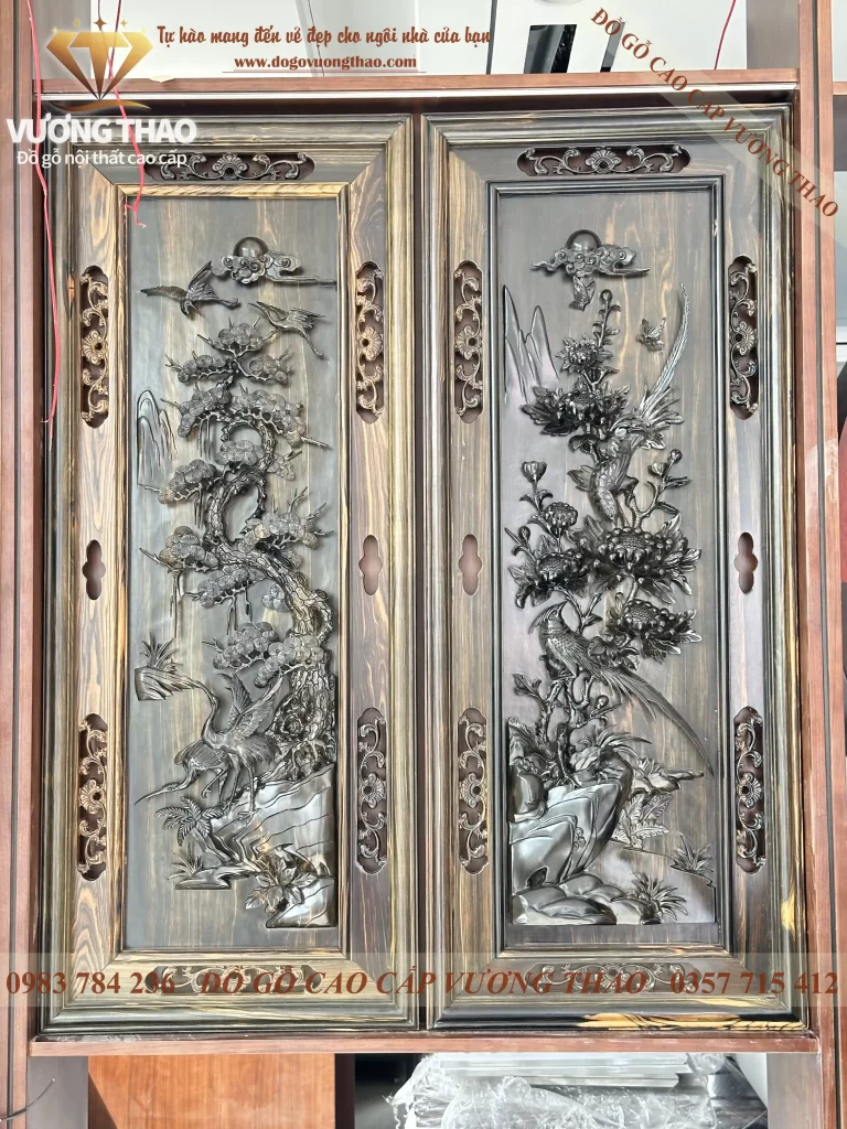 bàn giao tranh tròn phu thê viên mãn, tranh tứ quý, bàn ghế ăn về phú thọ (2139)