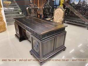 bàn làm việc giám đốc gỗ Mun hoa (2099)