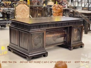 bàn làm việc giám đốc gỗ Mun hoa (2100)