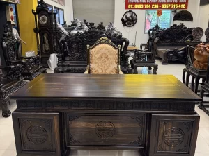 bàn làm việc giám đốc gỗ Mun hoa (2101)