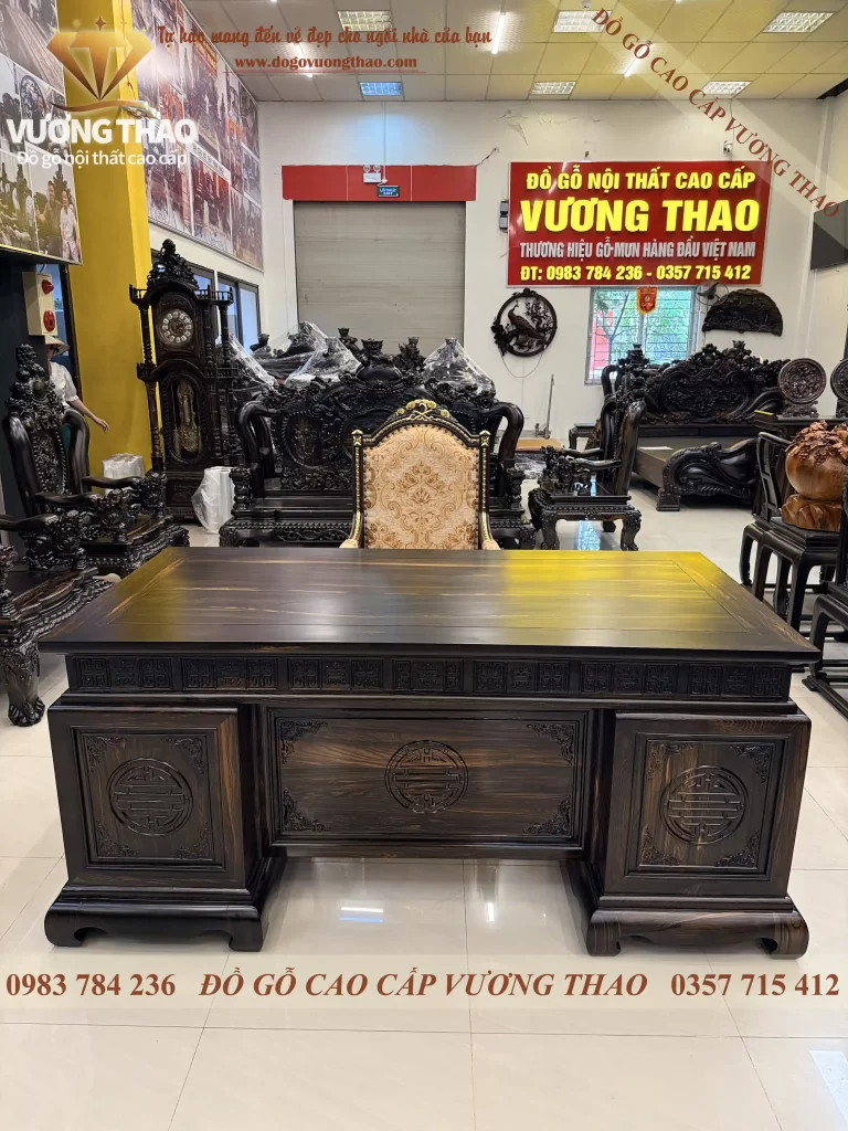 bàn làm việc giám đốc gỗ Mun hoa (2101)